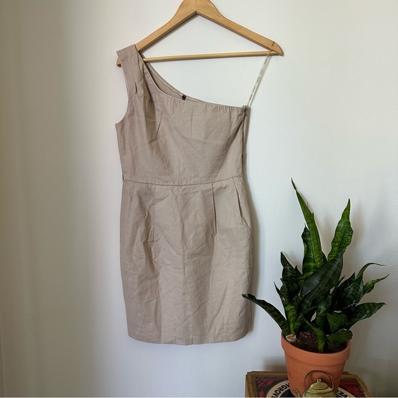 90s linen one shoulder asymmetrical dress - Picture 8 of 8